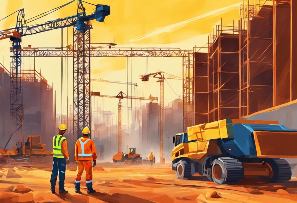 Illustration colorée d'un chantier avec un contremaître